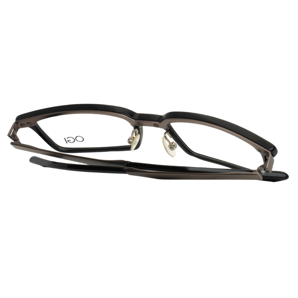 OGI Evolution 9102 1042 Black Silver Mens Rectangle Eyeglasses