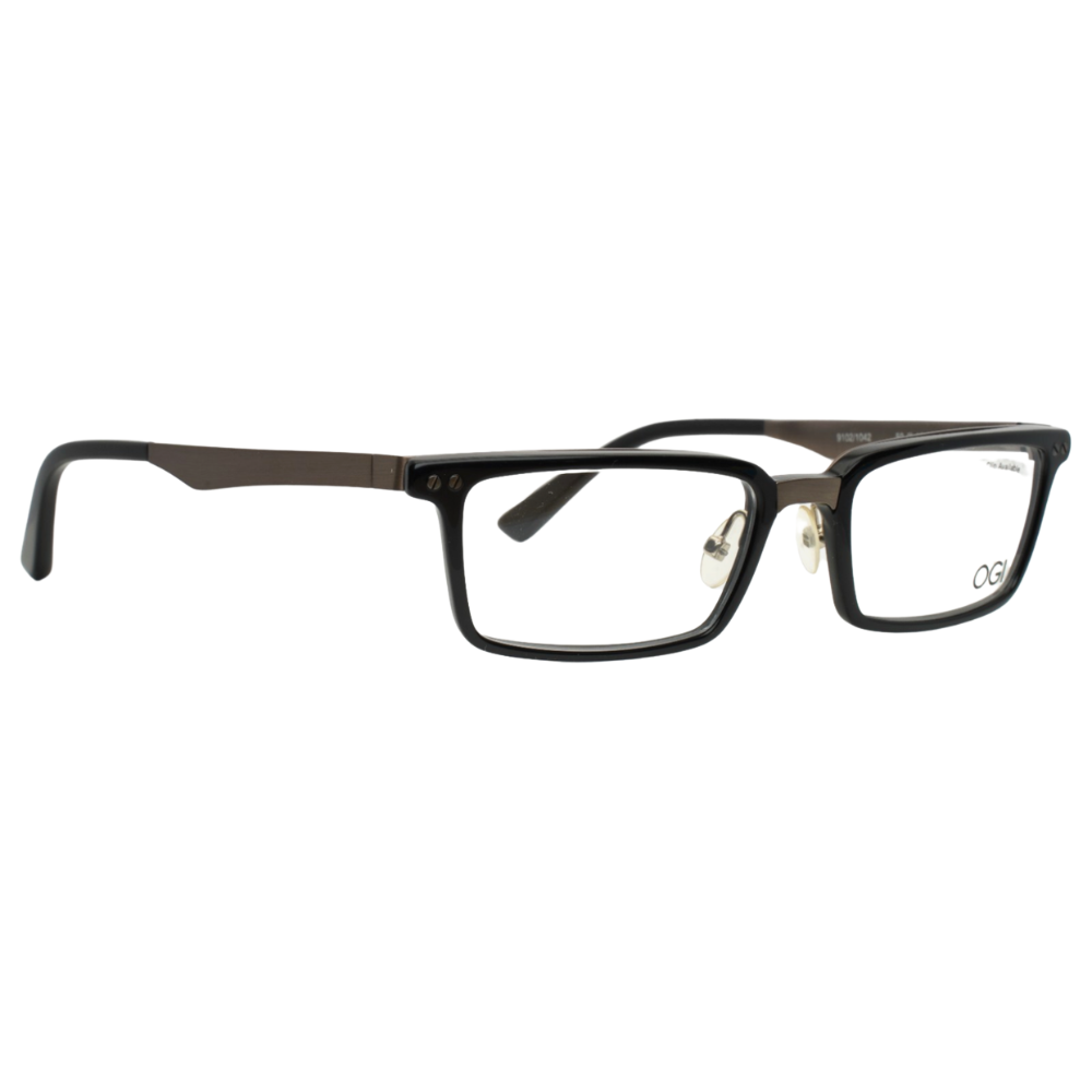 OGI Evolution 9102 1042 Black Silver Mens Rectangle Eyeglasses