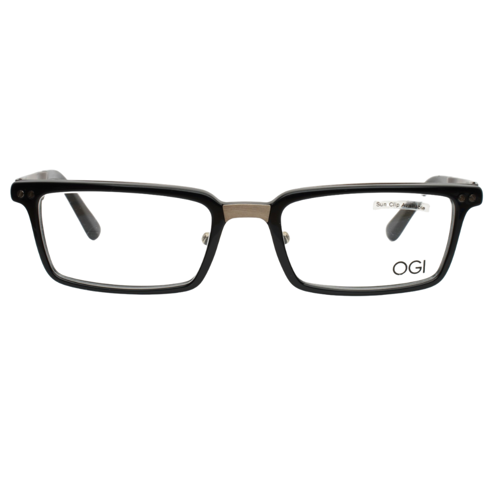OGI Evolution 9102 1042 Black Silver Mens Rectangle Eyeglasses