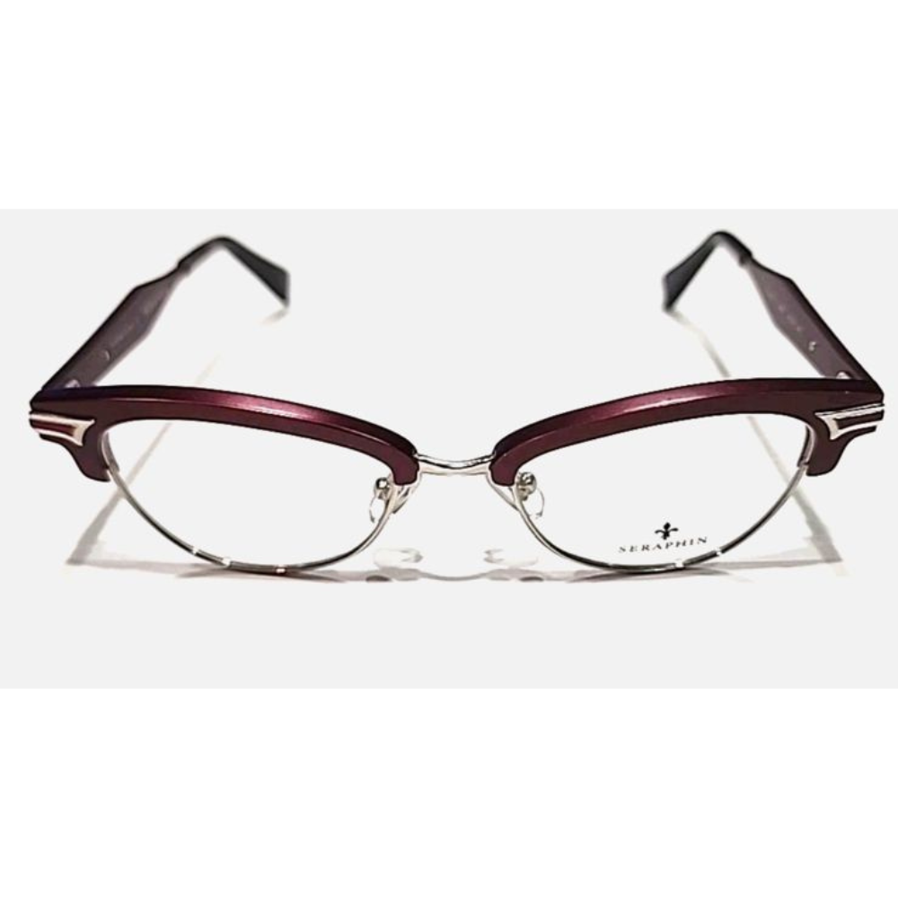 Seraphin Grand 8603 Burgundy Silver Metal Cat Eye Eyeglasses  Japan New