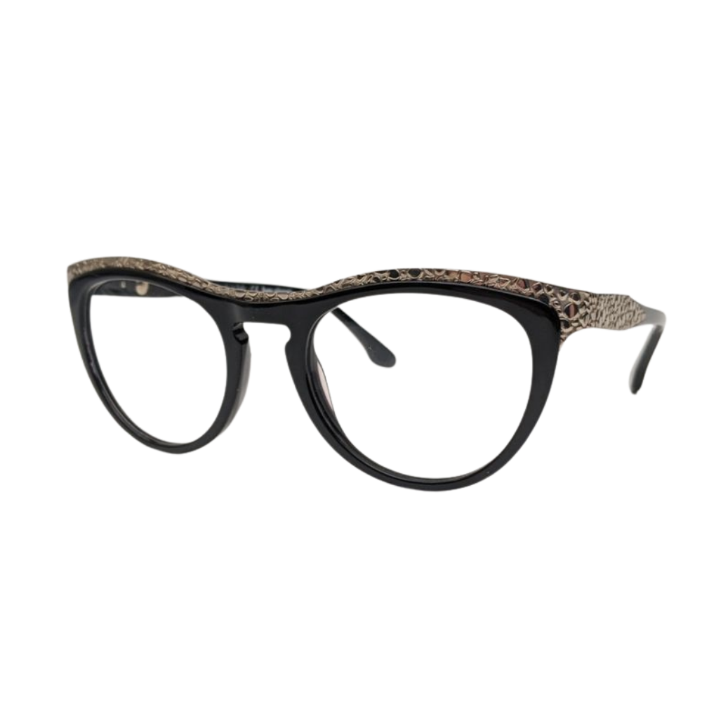 Bon Vivant Madeline 7044 Eyeglasses Frames Italy: Black & Gold Pebble