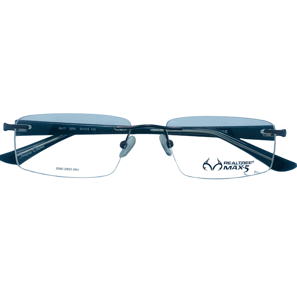 REALTREE MAX 5 R417 BRN Brown Mens Rectangle Rimless Eyeglasses