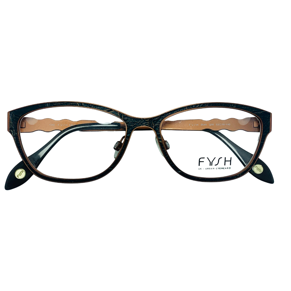 FYSH 3544 Eyeglass Frame BROWN CROCODILE