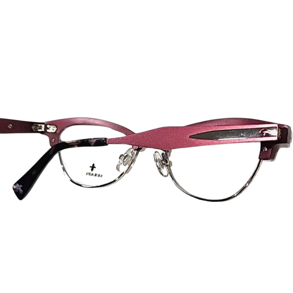 Seraphin Grand 8603 Burgundy Silver Metal Cat Eye Eyeglasses  Japan New