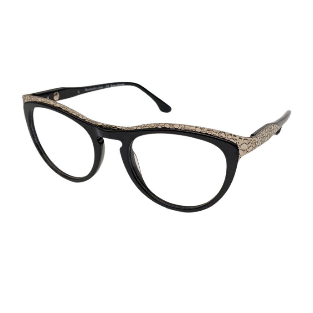 Bon Vivant Madeline 7044 Eyeglasses Frames Italy: Black & Gold Pebble