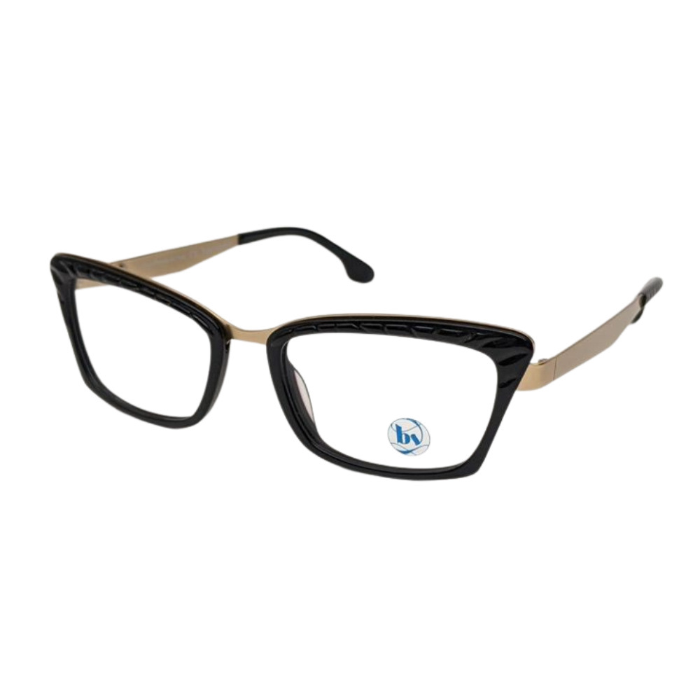 Bon Vivant Margot 7505 Butterfly Eyeglasses Frames Italy: Black & Gold