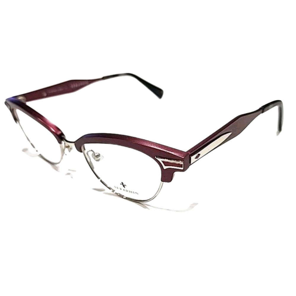 Seraphin Grand 8603 Burgundy Silver Metal Cat Eye Eyeglasses  Japan New