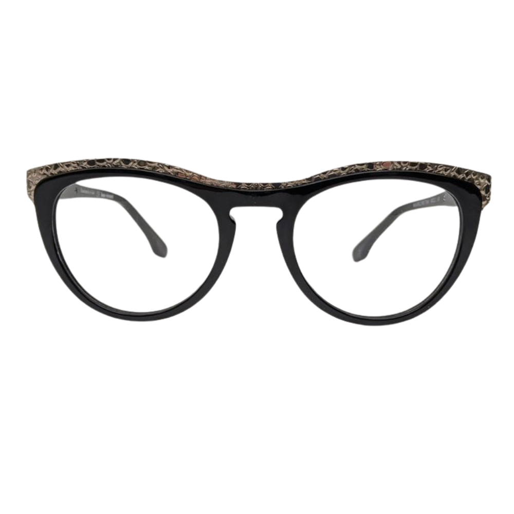Bon Vivant Madeline 7044 Eyeglasses Frames Italy: Black & Gold Pebble