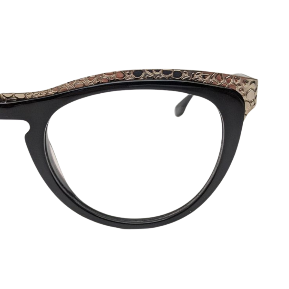 Bon Vivant Madeline 7044 Eyeglasses Frames Italy: Black & Gold Pebble