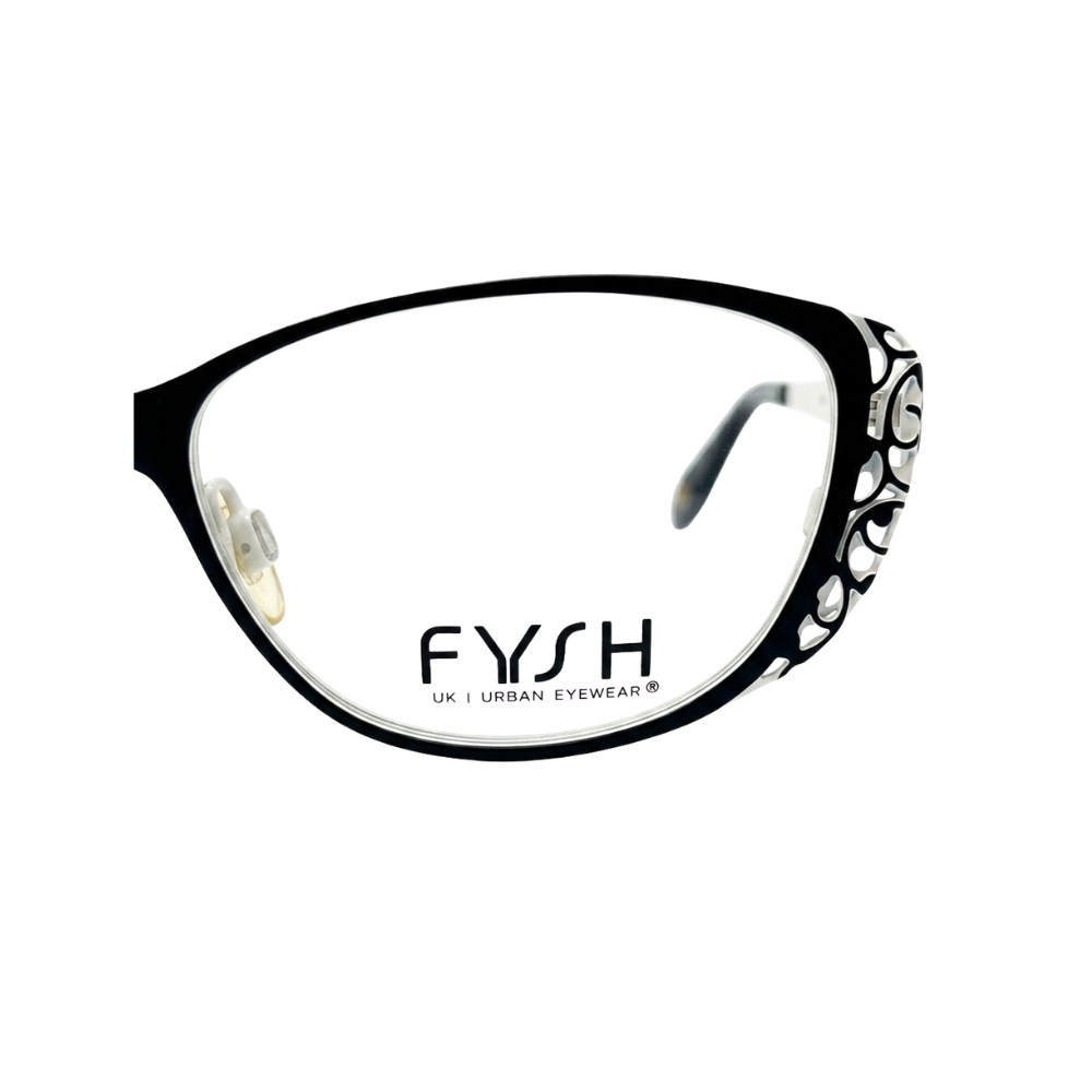 NOS Fysh 3509 Eyeglasses FRAMES 844 BLACK  white Cat Eye UK URBAN EYEWEAR