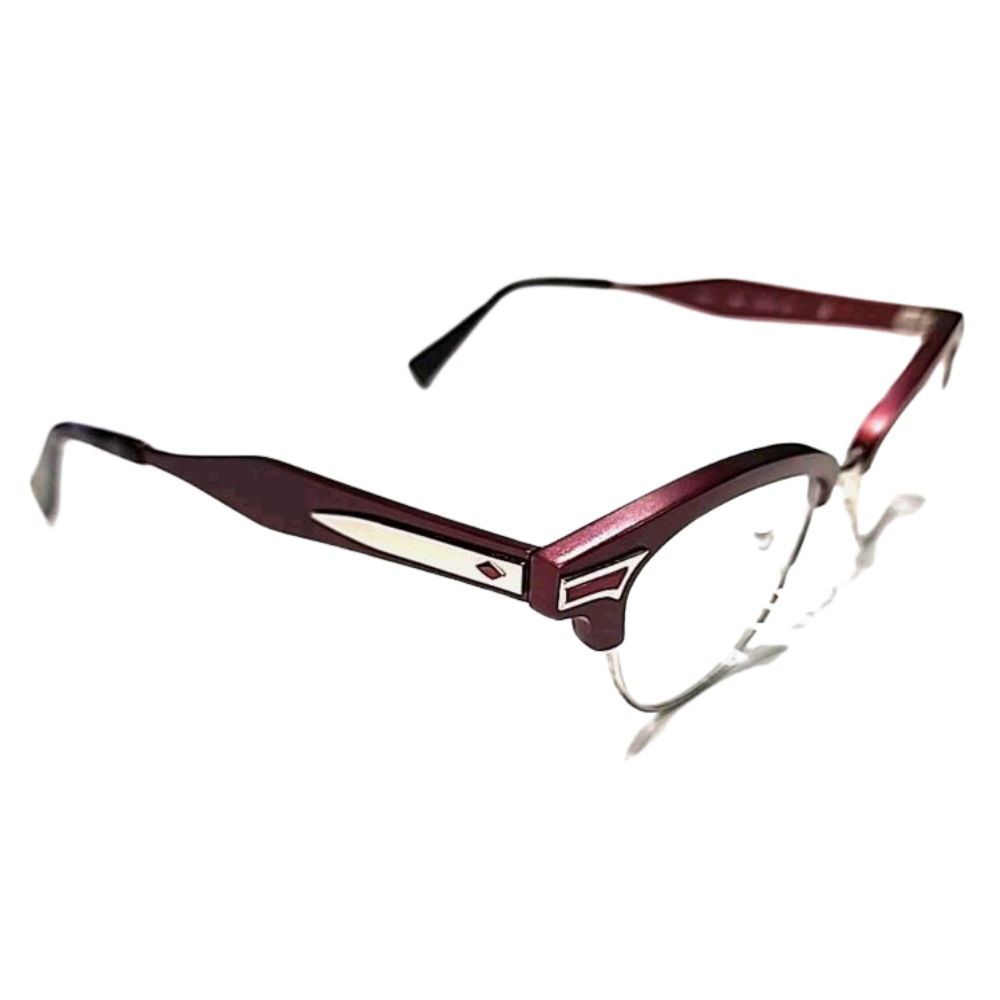 Seraphin Grand 8603 Burgundy Silver Metal Cat Eye Eyeglasses  Japan New