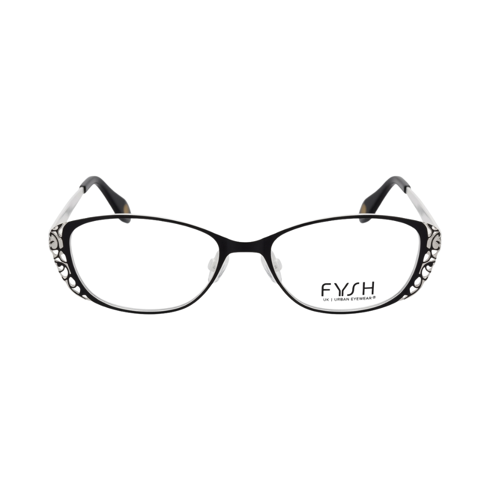 NOS Fysh 3509 Eyeglasses FRAMES 844 BLACK  white Cat Eye UK URBAN EYEWEAR