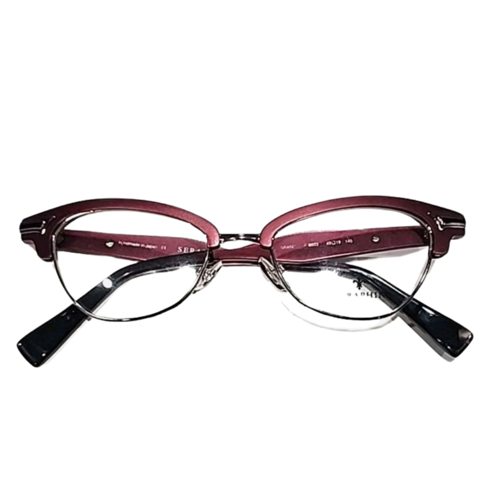 Seraphin Grand 8603 Burgundy Silver Metal Cat Eye Eyeglasses  Japan New