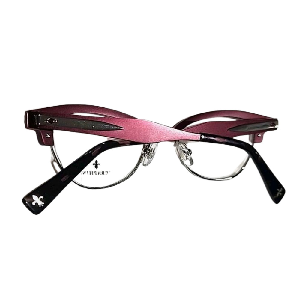 Seraphin Grand 8603 Burgundy Silver Metal Cat Eye Eyeglasses  Japan New