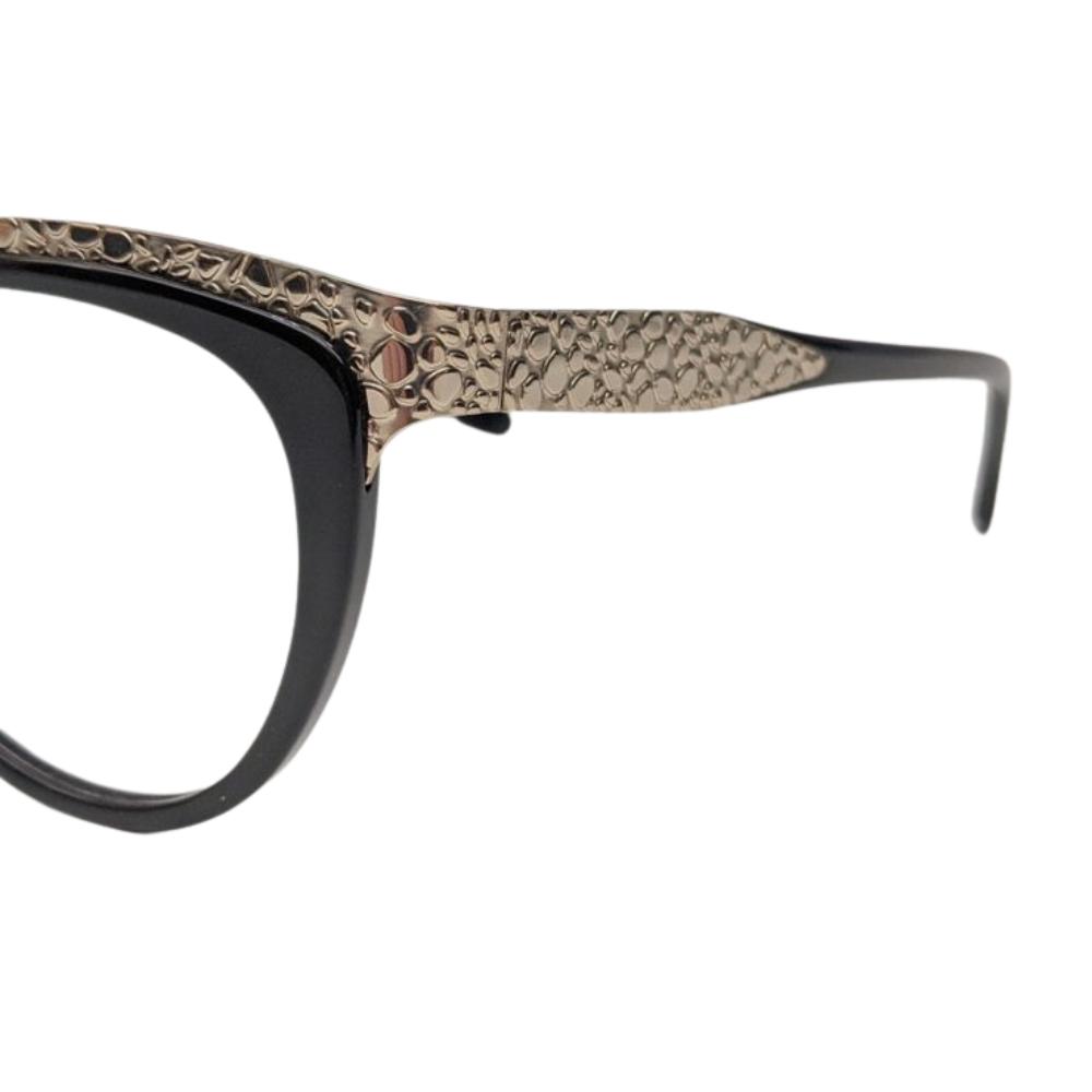 Bon Vivant Madeline 7044 Eyeglasses Frames Italy: Black & Gold Pebble