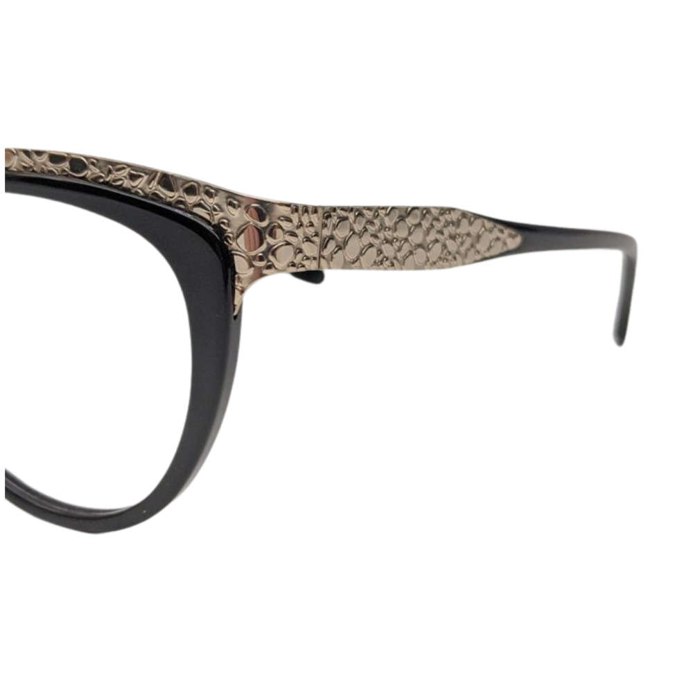 Bon Vivant Madeline 7044 Eyeglasses Frames Italy: Black & Gold Pebble