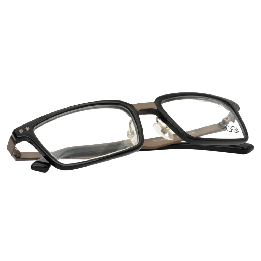 OGI Evolution 9102 1042 Black Silver Mens Rectangle Eyeglasses