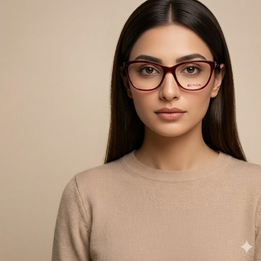 AUTHENTIC & NEW - CINZIA - CIN5046 - CHERRY RED / BROWN EYEGLASSES