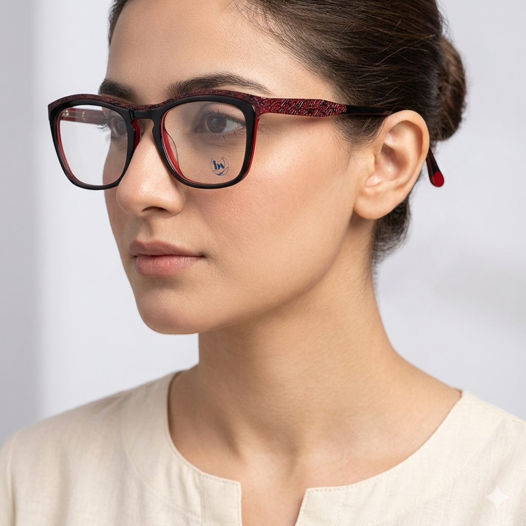 Bon Vivant Corinne 7035 Eyeglasses Frames Italy: Black & Red