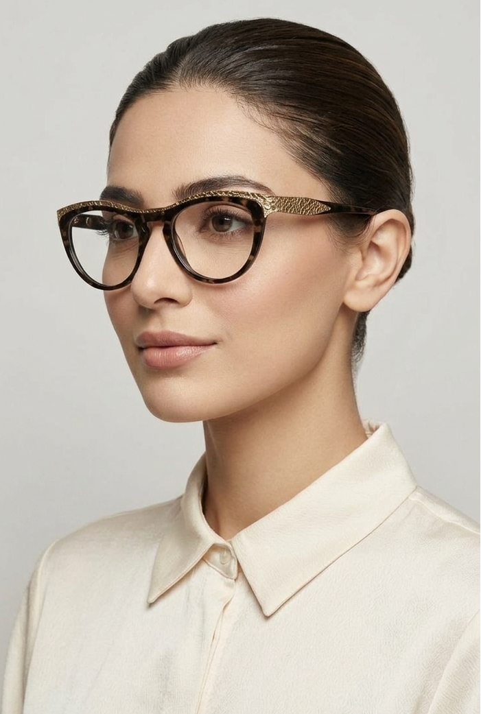 Bon Vivant Madeline 7044 Eyeglasses Frames Italy: Black & Gold Pebble