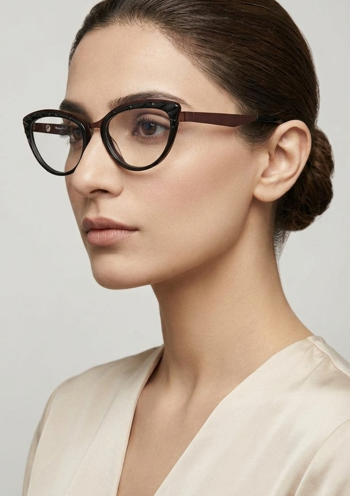 Bon Vivant Charline 7026 Cat Eye Eyeglasses Frames Italy: Brown Copper