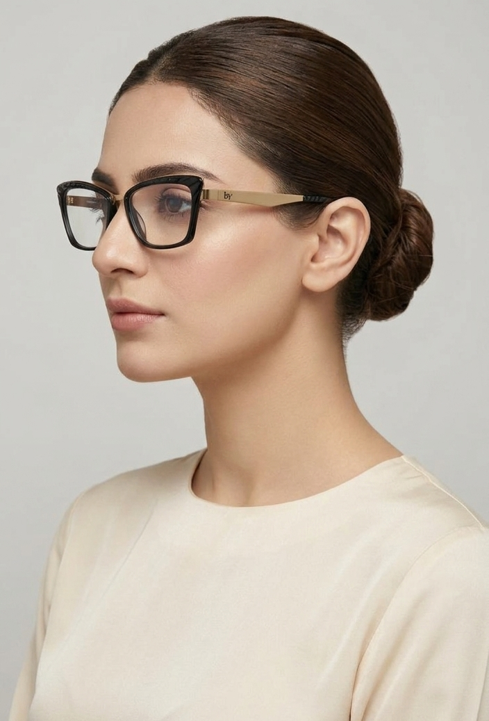 Bon Vivant Margot 7505 Butterfly Eyeglasses Frames Italy: Black & Gold