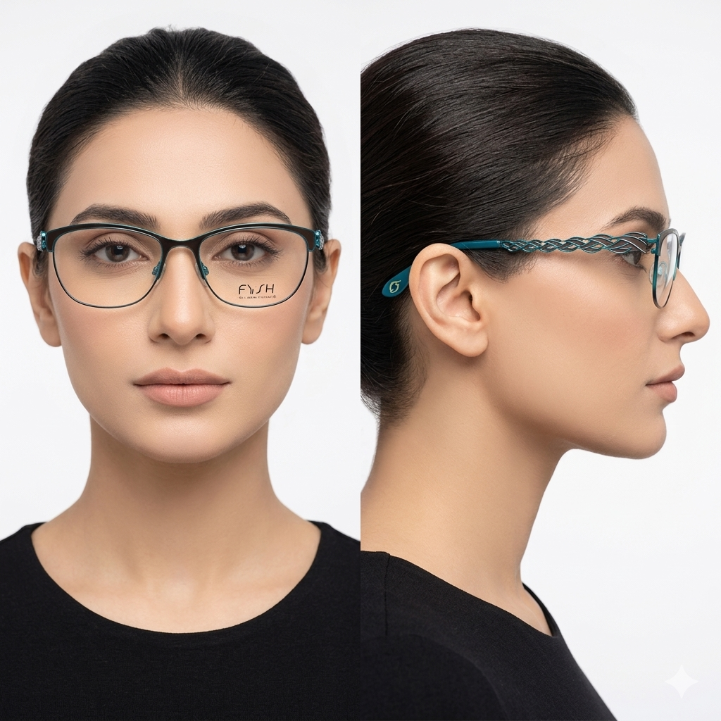 FYSH F-3563 663 BROWN TURQUOISE /PURPLE FUCHSIA Eyeglass
