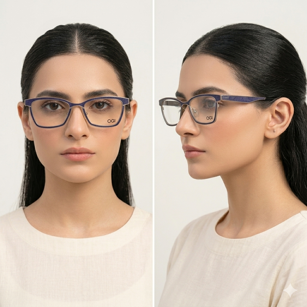 OGI EVOLUTION 4306 1753 PURPLE SILK/BEIGE/NAVY BLUE UNIQUE EYEGLASSES